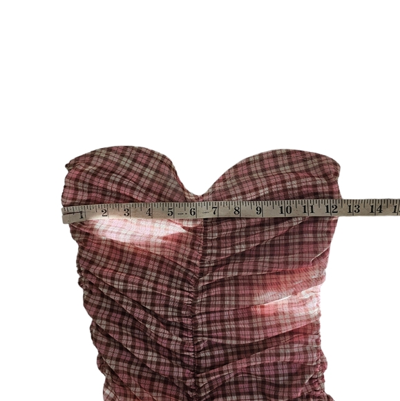 Miaou Renzo Gingham Pink Strapless Midi Dress Size XS - Picture 6 of 8